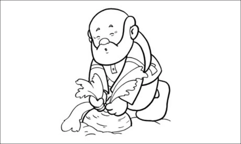 Tranh vẽ chú nông dân hái cà rốt