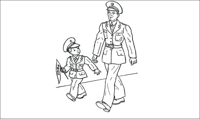 Tranh tô màu chú bộ đội ý nghĩa