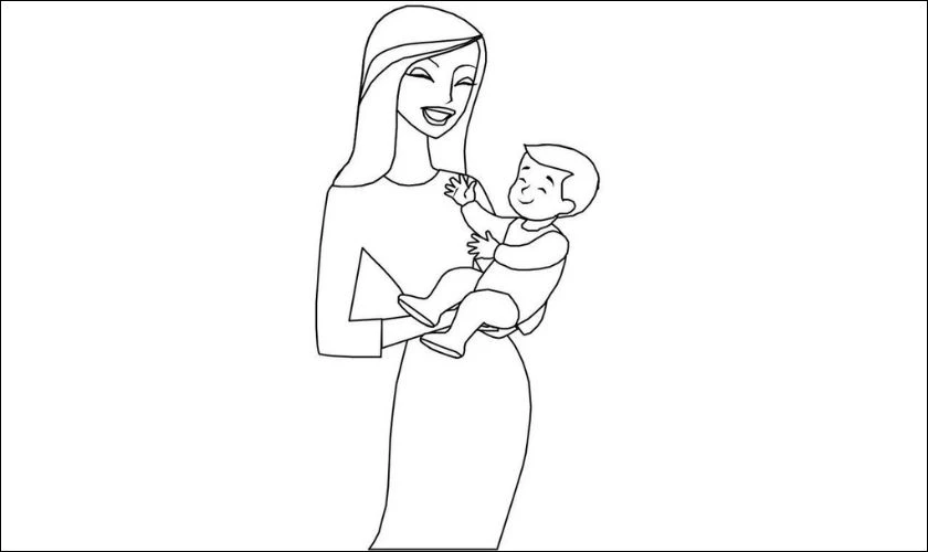 Hình ảnh vẽ màu tặng mẹ dễ thương
