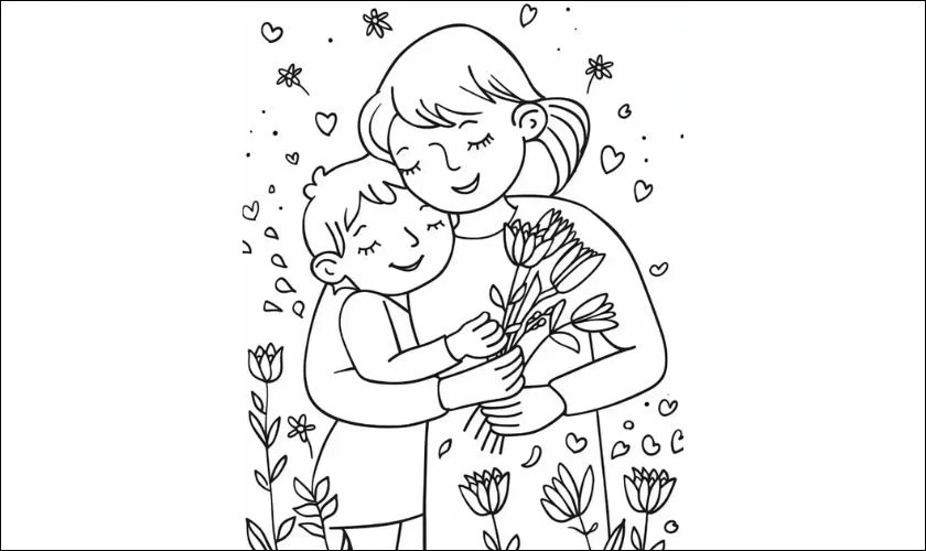 Hình ảnh vẽ màu tặng mẹ ý nghĩa, dễ tô