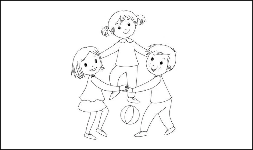 Tranh t&ocirc; m&agrave;u cho b&eacute; chủ đề bạn b&egrave; free
