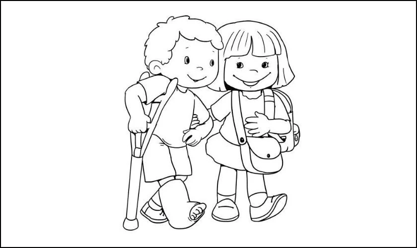 Tranh t&ocirc; m&agrave;u cho b&eacute; chủ đề bạn b&egrave; ấn tượng