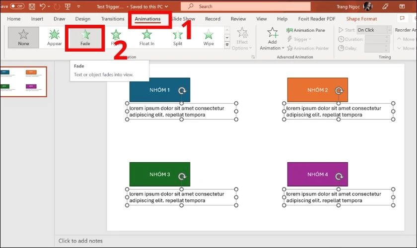 Hướng dẫn c&aacute;ch sử dụng Trigger trong PowerPoint đơn giản