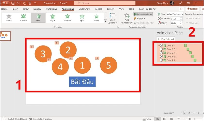 V&iacute; dụ minh họa t&iacute;nh năng Trigger trong PowerPoint