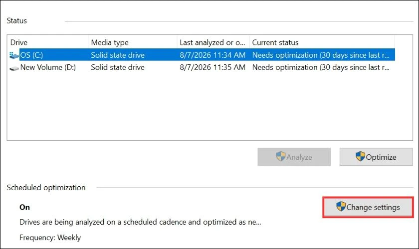 Change settings