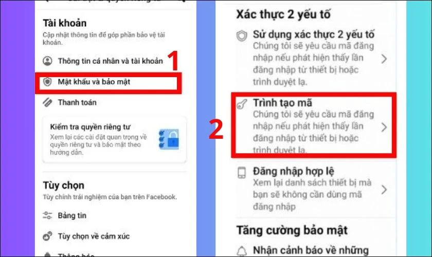 C&aacute;ch sử dụng tr&igrave;nh tạo m&atilde; tr&ecirc;n Facebook để đăng nhập nhanh ch&oacute;ng