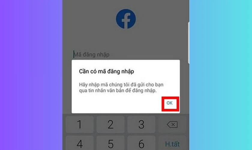 Mở ứng dụng Facebook tr&ecirc;n thiết bị để đăng nhập