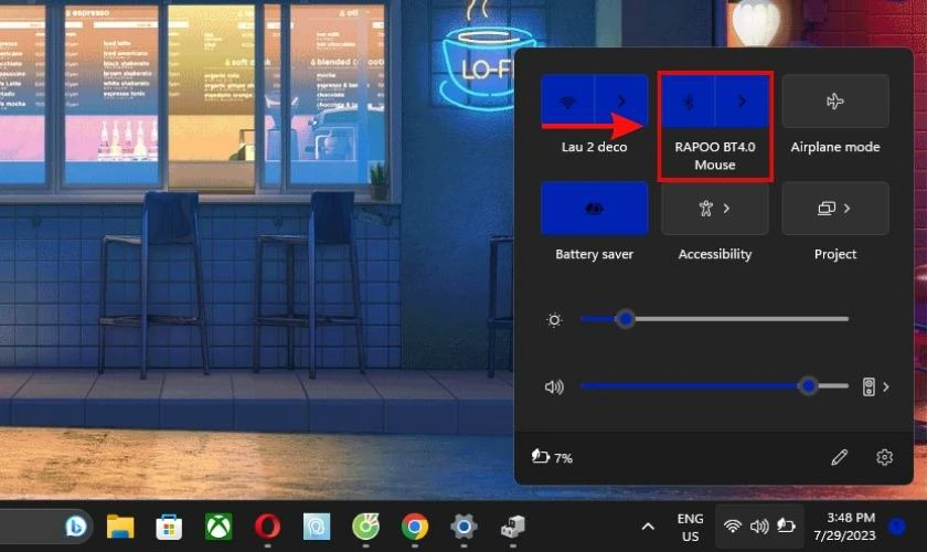 Nhấn chọn v&agrave;o biểu tượng Bluetooth để bật chế độ