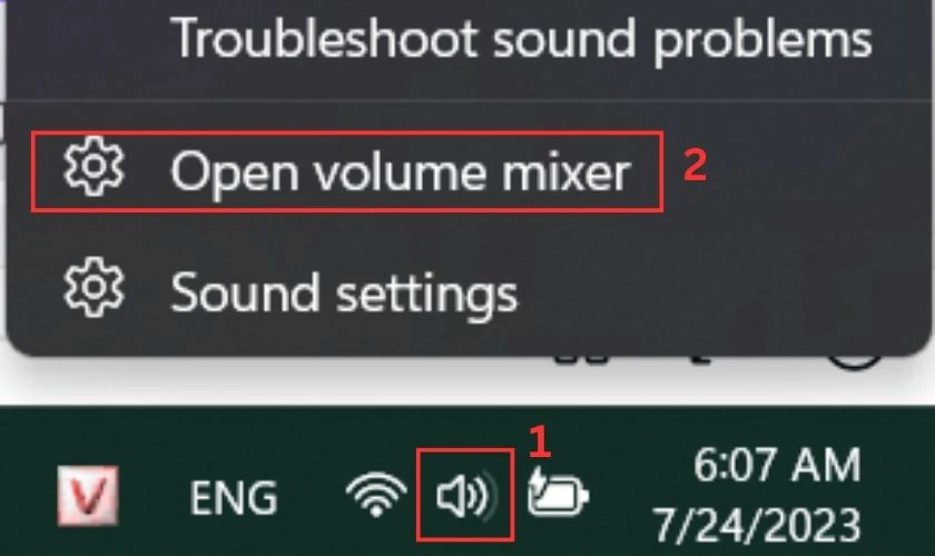 Kiểm tra Volume Mixer