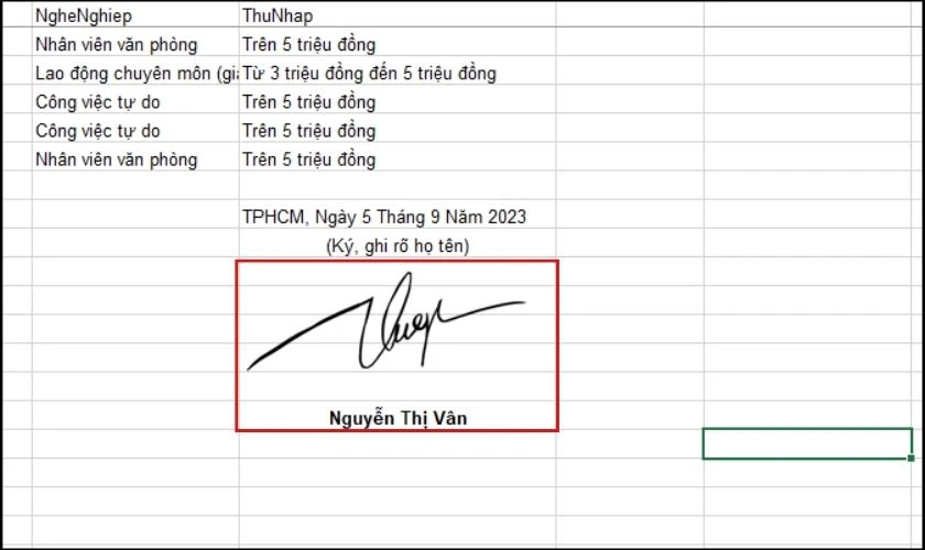 Cách chèn hình ảnh chữ ký tay, con dấu vào Excel
