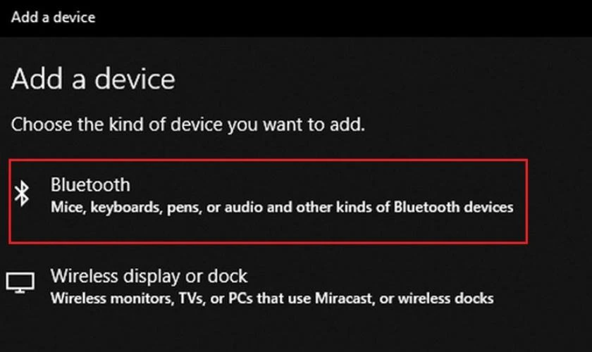 Nhấp v&agrave;o mục Bluetooth v&agrave; đợi m&aacute;y t&iacute;nh kết nối tai nghe