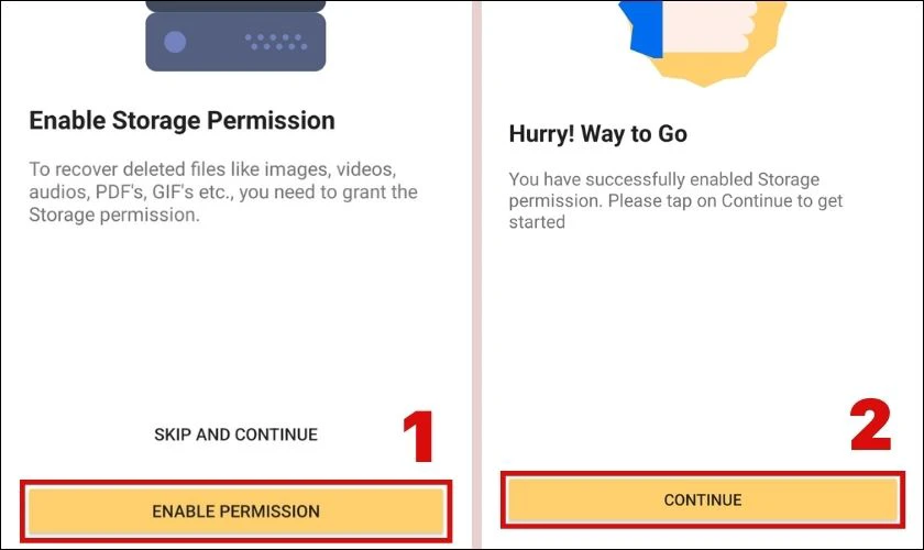 Nhấn nút Enable Permission phía dưới màn hình