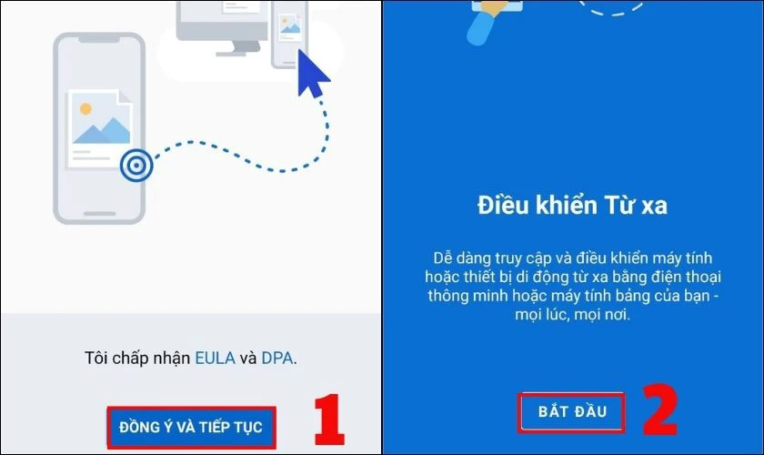 Nhấn ĐỒNG Ý VÀ TIẾP TỤC sau đó chọn BẮT ĐẦU