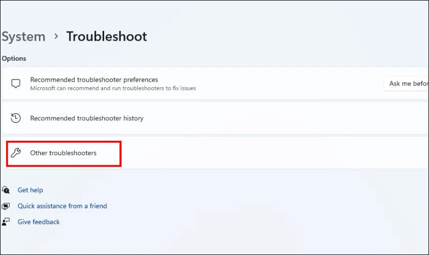 Tiếp theo, bạn tìm và chọn mục Other troubleshooters