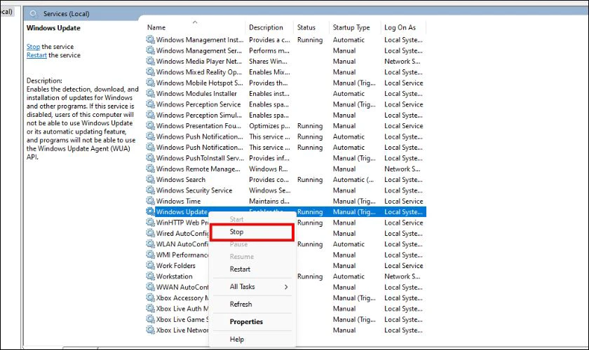 Xóa thư mục SoftwareDistribution