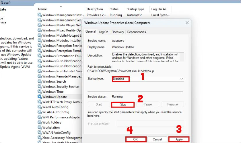 Tắt cập nhật tự động của Windows 10 sửa lỗi Undoing changes made to your computer