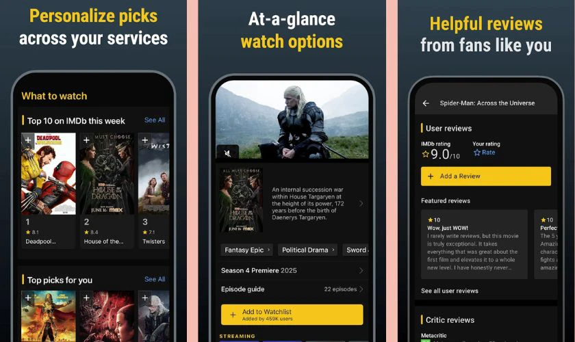 IMDb Movies & TV - Ứng dụng xem phim trên Tivi