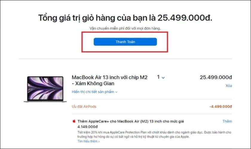 C&aacute;c bước mua h&agrave;ng với khuyến m&atilde;i UNiDAYS Apple - Bước 3