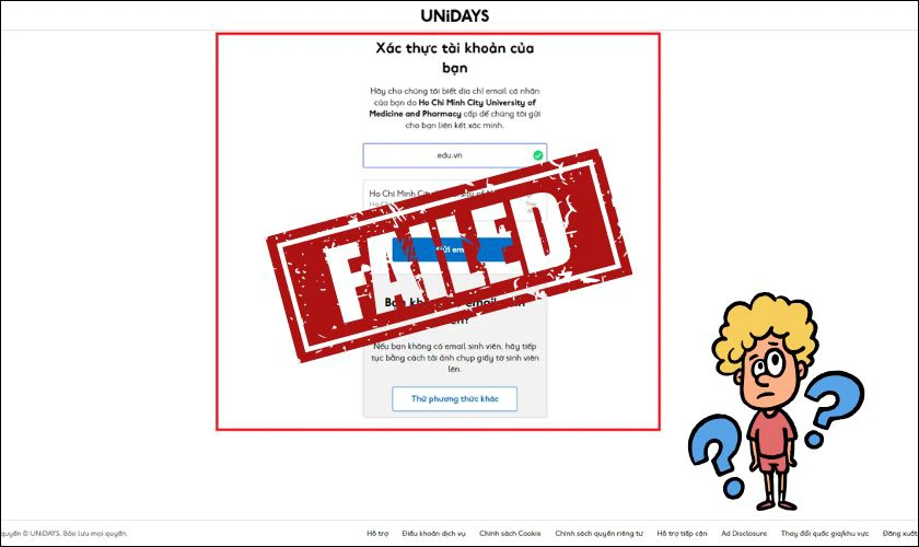 Tại sao kh&ocirc;ng thể x&aacute;c minh UNiDAYS Apple?