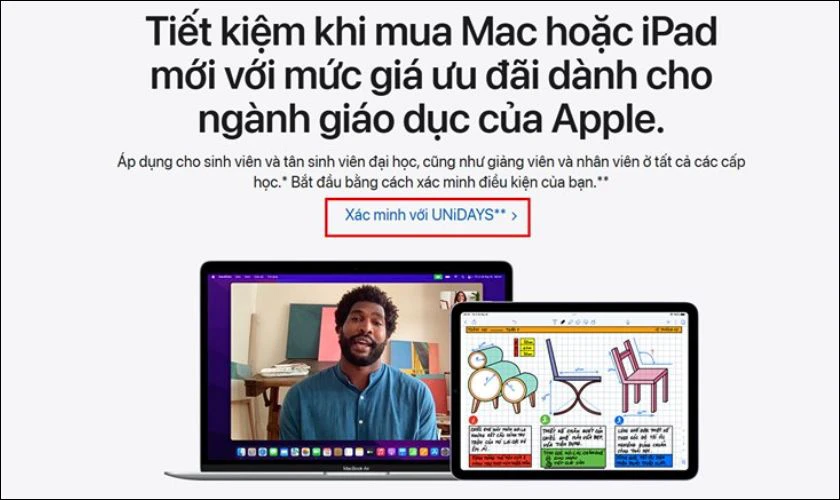 C&aacute;ch x&aacute;c minh UNiDAYS Apple - Bước 3: Chọn v&agrave;o X&aacute;c minh với UNiDAYS