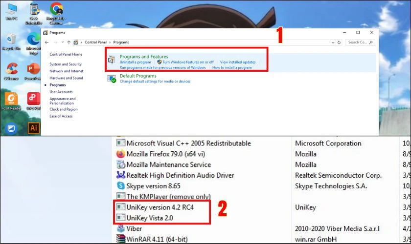 Truy cập v&agrave;o mục&nbsp;Programs and Features