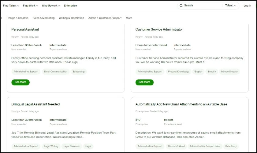 Công việc hỗ trợ hành chính trên Upwork là gì
