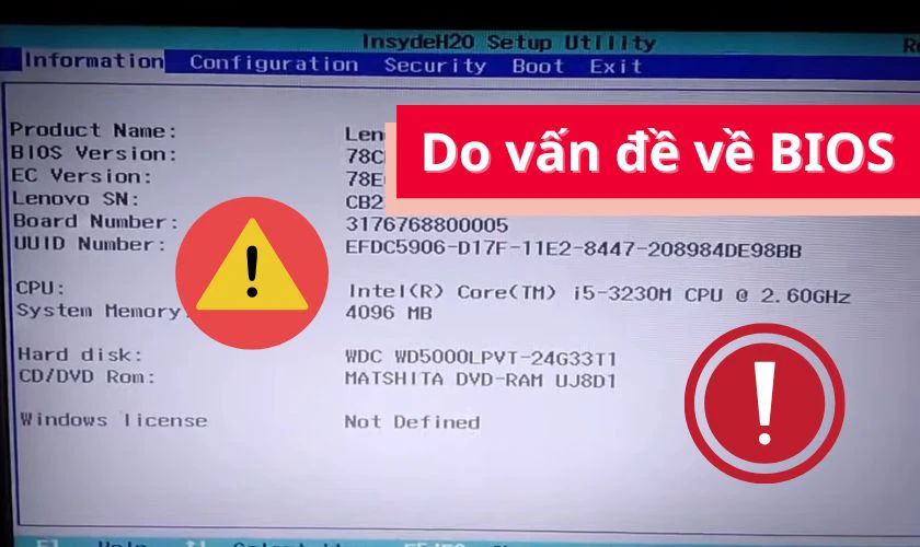 Lỗi USB Device Over Current Status Detected do vấn đề về BIOS