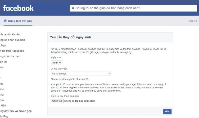 C&aacute;ch đổi ng&agrave;y sinh Facebook khi vượt số lần cho ph&eacute;p chỉnh sửa