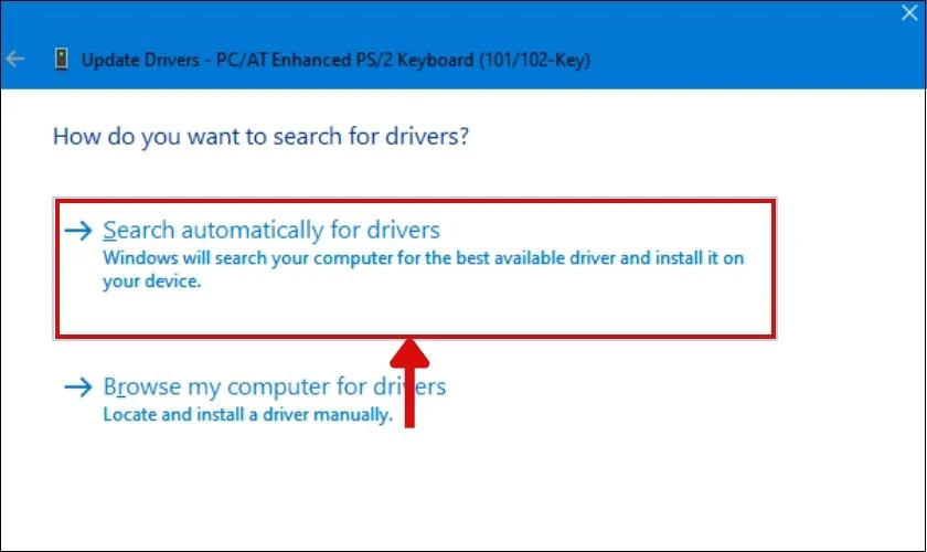 Chọn Search automatically for drivers