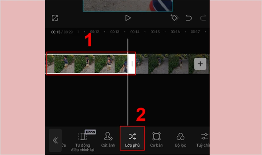 Chọn tiếp v&agrave;o video v&agrave; chọn Lớp phủ