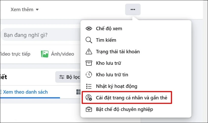 Chọn d&ograve;ng chữ C&agrave;i đặt trang c&aacute; nh&acirc;n v&agrave; gắn thẻ