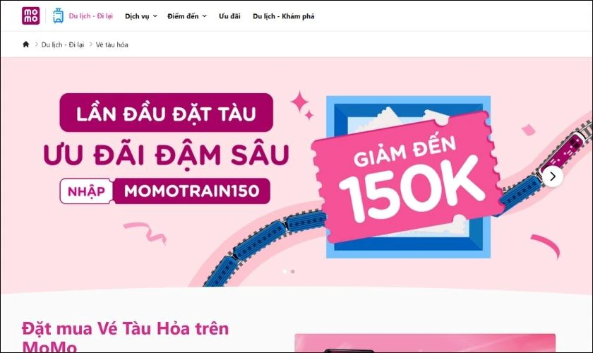 Ví điện tử Momo hỗ trợ bán vé tàu hỏa Tết 2025