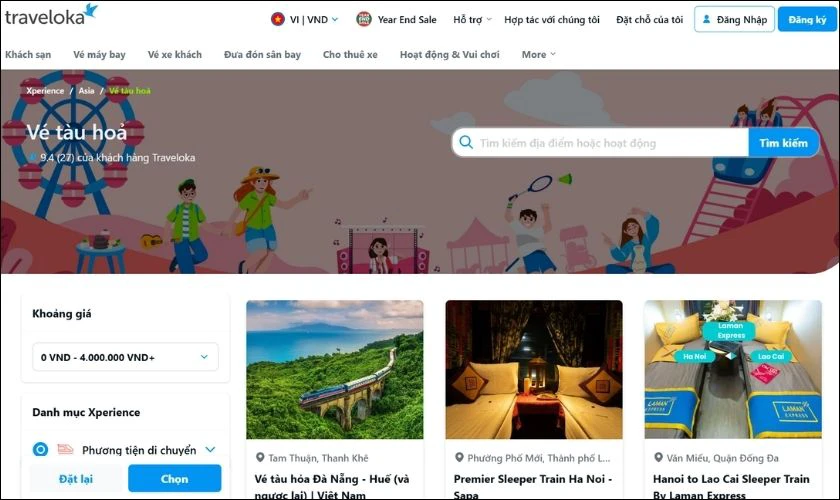 Đặt mua vé tàu nhanh chóng qua Traveloka