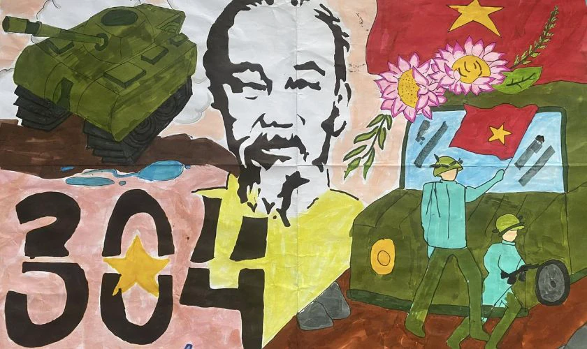 Tranh chào mừng 30/4