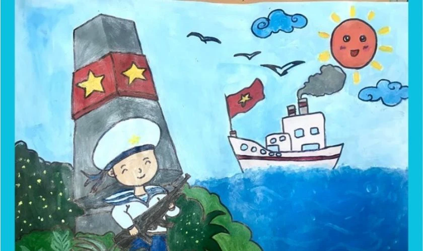 Chú bộ đội đứng gác nơi biển đảo