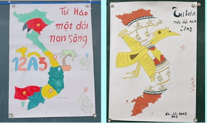 Mẫu tranh 30/4 đơn giản chủ đề đất nước