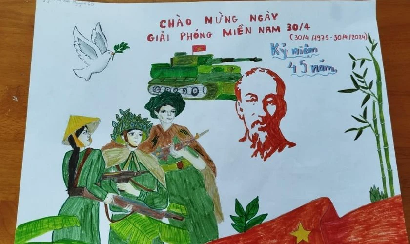 Tranh cổ động 30/4, tranh áp phích 30/4 đẹp