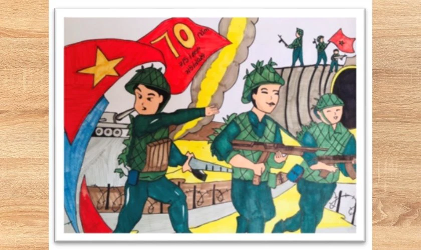 Bức tranh tranh vẽ chiến thắng Điện Bi&ecirc;n Phủ chất lượng