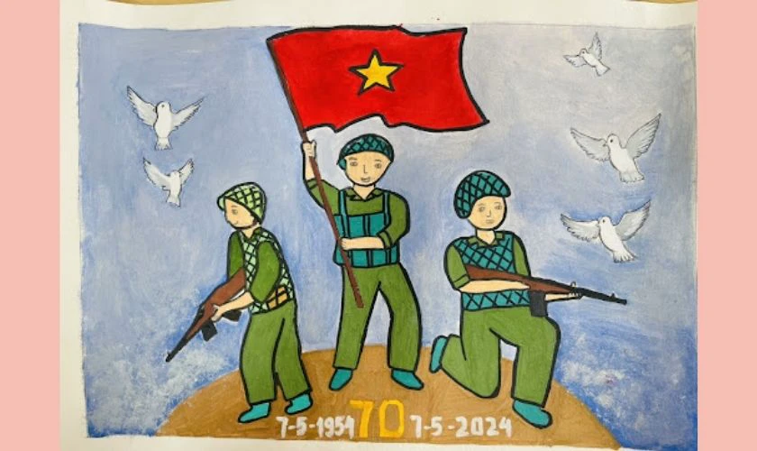 Vẽ tranh chiến thắng Điện Bi&ecirc;n Phủ tr&ecirc;n giấy a3 lớp 4