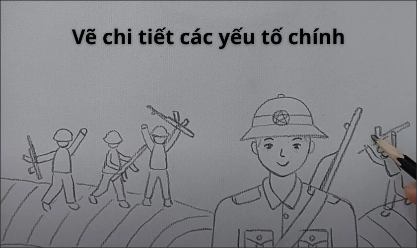 Bước 2: Vẽ chi tiết c&aacute;c yếu tố ch&iacute;nh