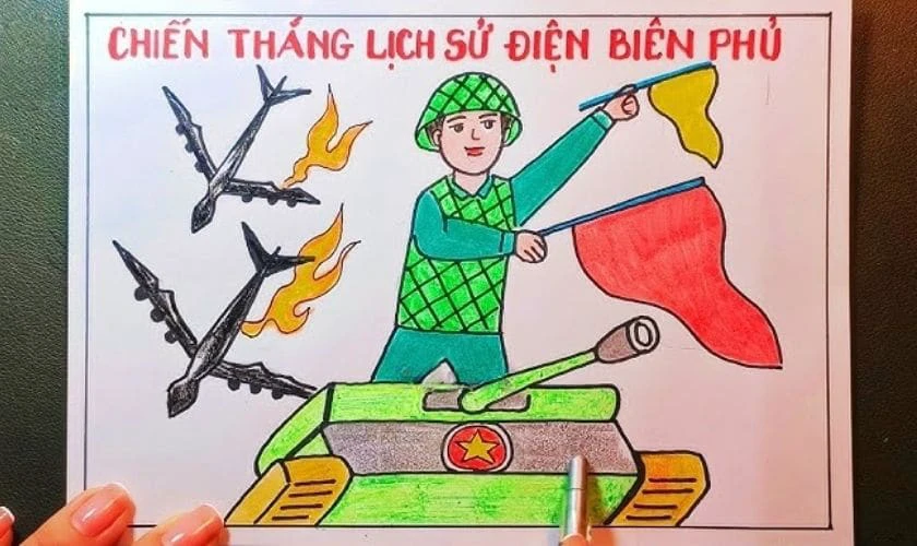 Vẽ tranh chiến thắng Điện Bi&ecirc;n Phủ tr&ecirc;n giấy a3 lớp 7