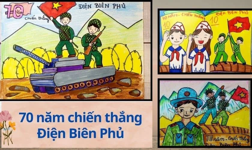 Bức tranh thể hiện kh&iacute; thế hừng hực của qu&acirc;n d&acirc;n Việt Nam