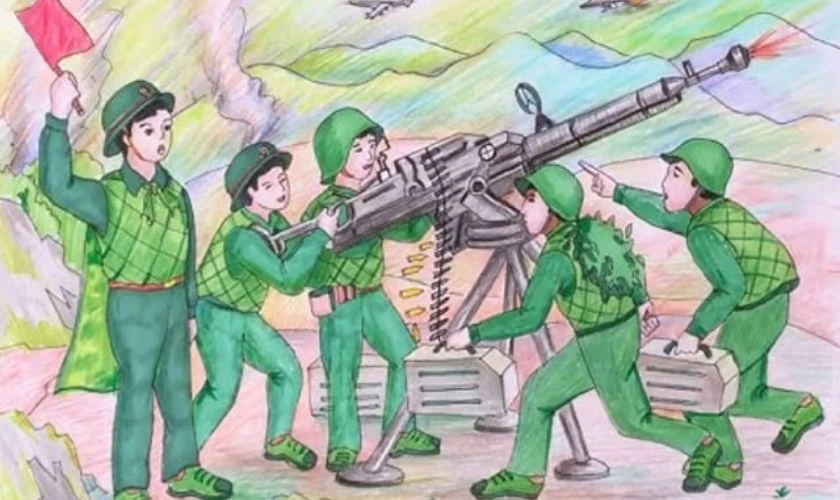 Tranh cổ động mang th&ocirc;ng điệp &ldquo;Chiến thắng Điện Bi&ecirc;n &ndash; Vang dội năm ch&acirc;u&rdquo;