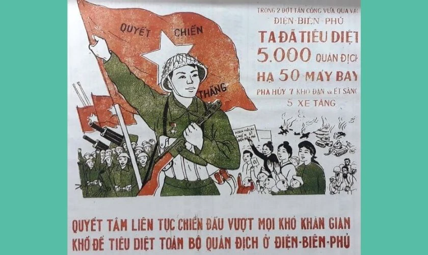 Tranh vẽ chiến thắng Điện Bi&ecirc;n Phủ tr&ecirc;n kh&ocirc;ng chuy&ecirc;n nghiệp