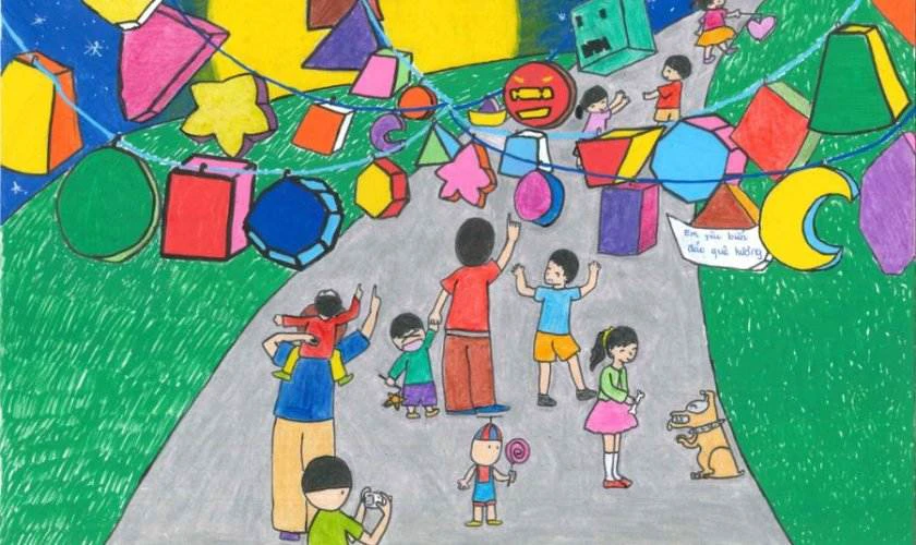 Mẫu vẽ tranh trung thu lớp 6 màu sắc
