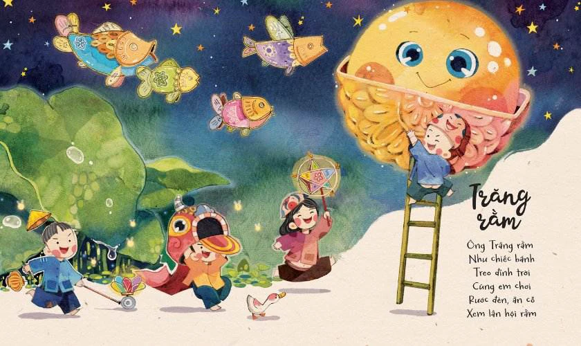 Mẫu vẽ tranh trung thu Anime ấn tượng