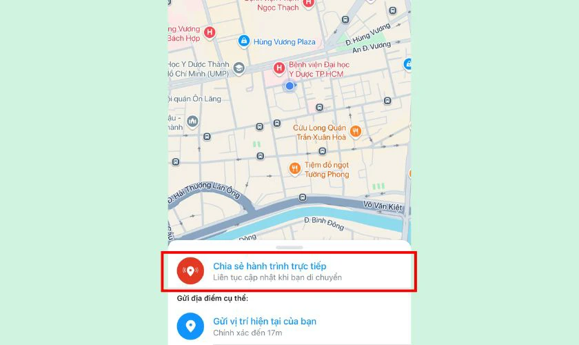 Chọn Gửi vị tr&iacute; hiện tại của bạn