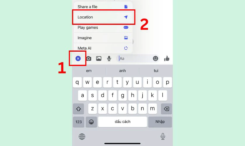 Định vị vị tr&iacute; của t&ocirc;i tr&ecirc;n Messenger