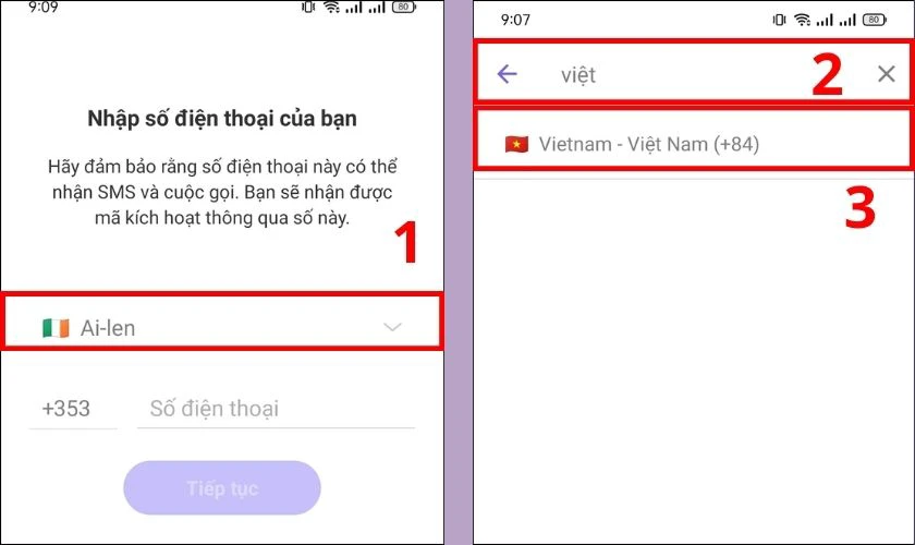 Kiểm tra lại m&atilde; v&ugrave;ng điện thoại quốc gia