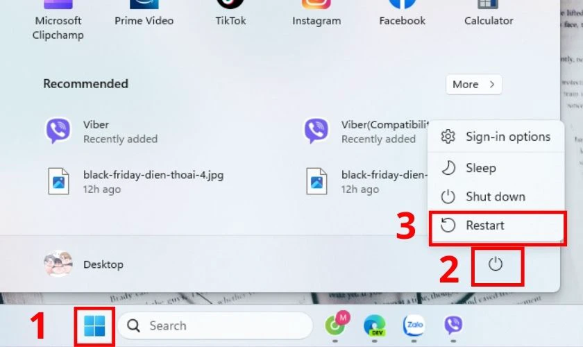 Khởi động lại thiết bị khi Viber gặp lỗi